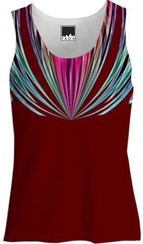Wine with Raspberry and Grey Stripes Tank Top