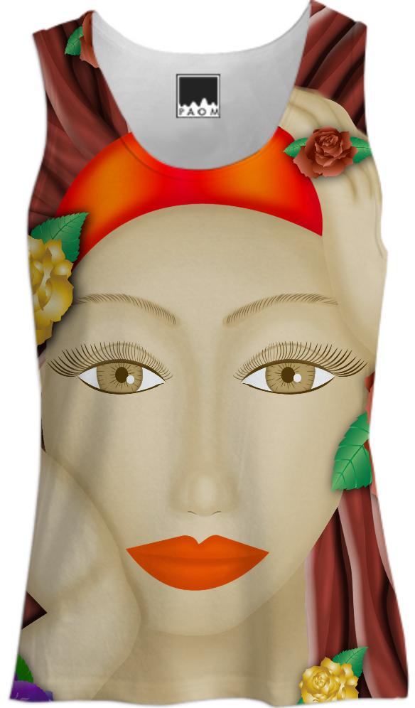 Women s Tank Top Lady and Roses