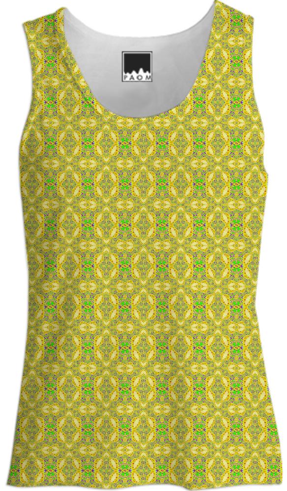 Yellow Green Pattern Tank Top