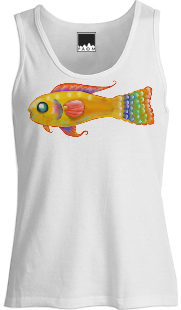 Yellow Whimsical Fish Tank Top For Women