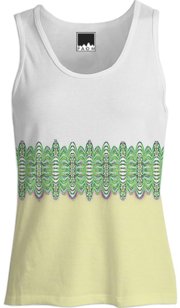 Yellow with Green Pattern Belt Tank Top
