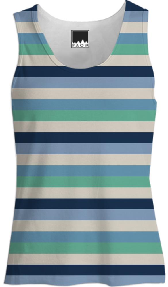Blue and Green Striped Tank Top
