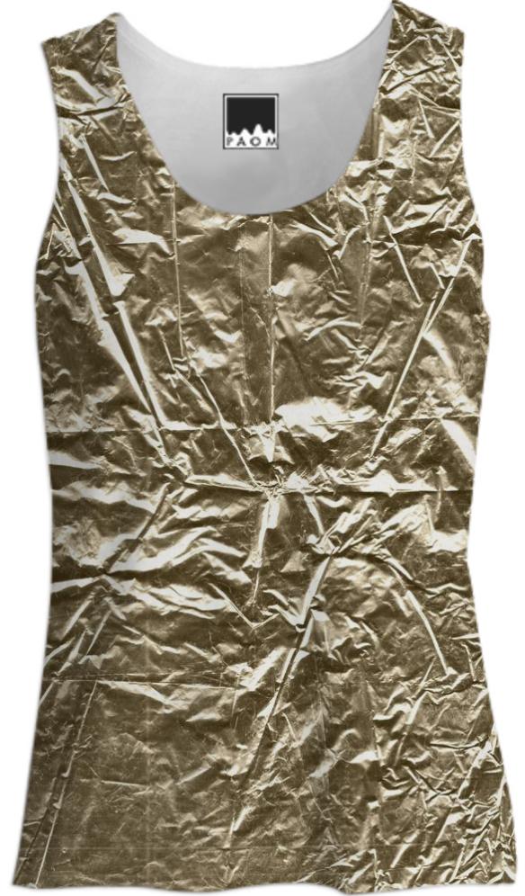 TANK TOP Clear golden wrinkled texture