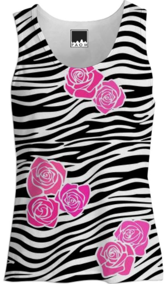 Zebra and pink vintage roses