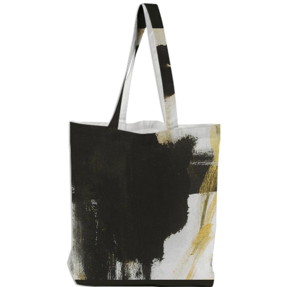 ArtyZen Studios Abstract Art Tote Bag Black and white Gold Accents