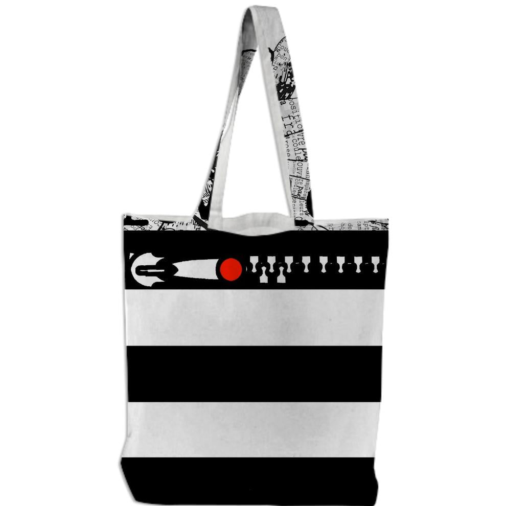 ArtyZen Studios Black and White Striped Pop Art Designer Tote Bag