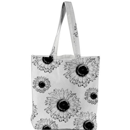 Black and White Sunflowers Tote Bag