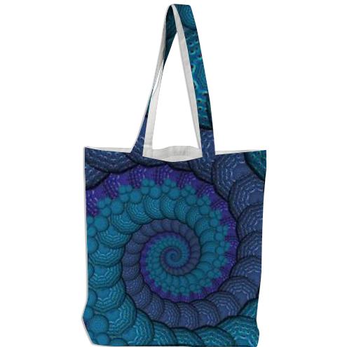 Blue Fractal Spiral Tote Bag