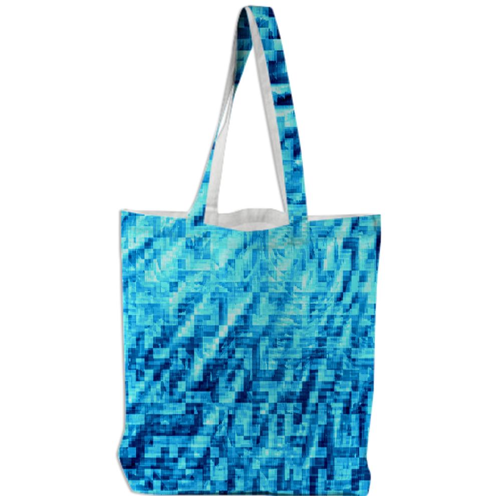 Turquoise Windy Pixels Tote Bag