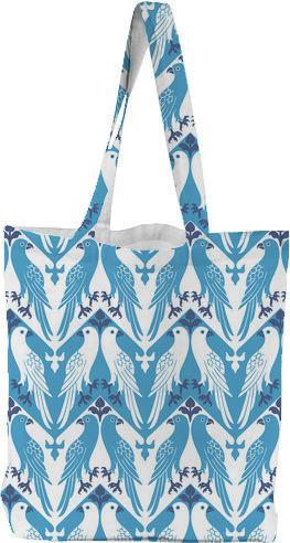 Blue and White Doves Canvas Tote Bag