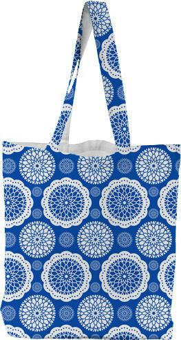 Blue and White Vintage Abstract Floral