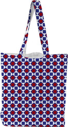 Blue white red diamond and square pattern
