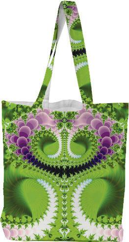 Green and Purple Fractal Canvas Tote Bag