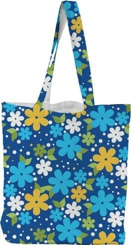 Retro Flowers on Blue Background