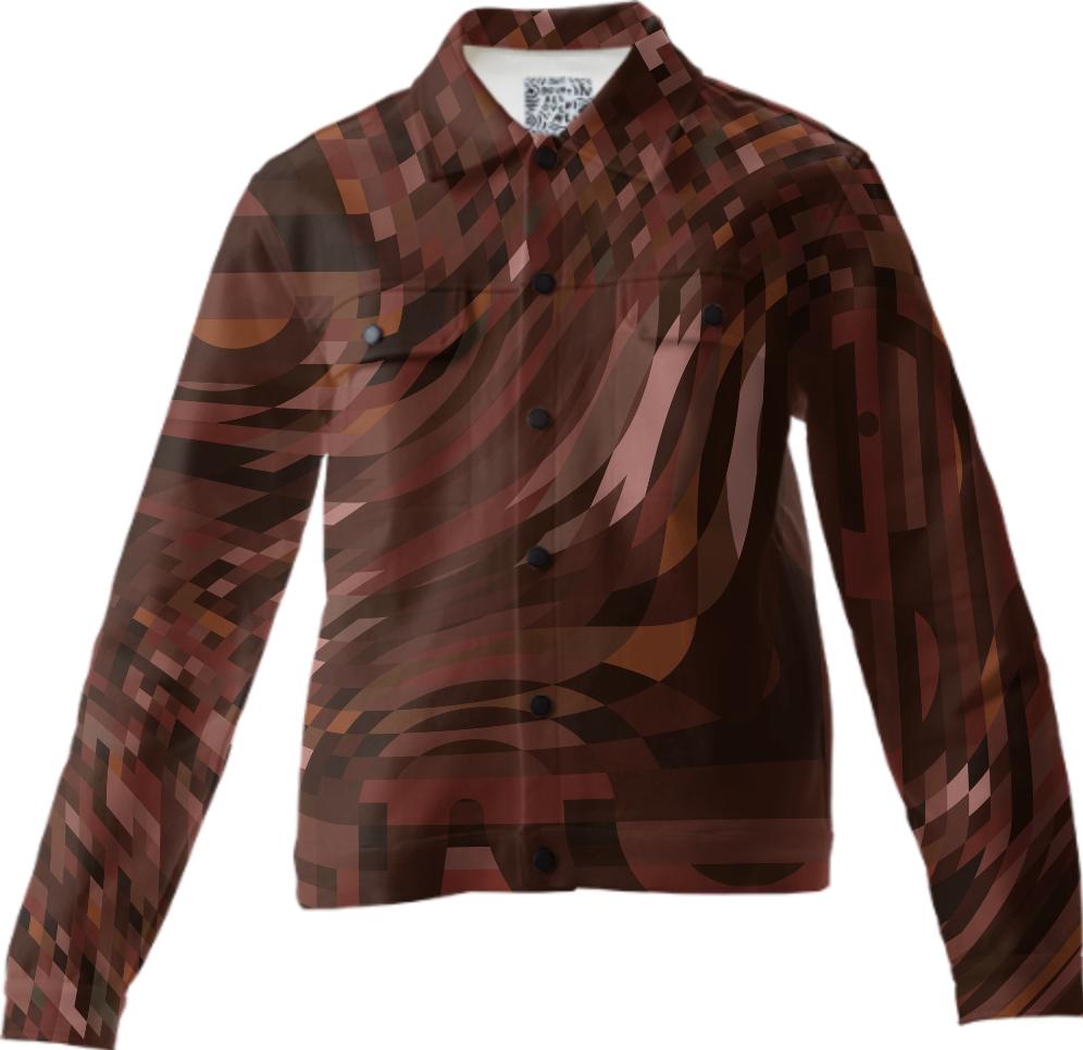 Abstract 369 Brown Geometric Twill Jacket