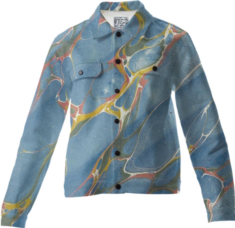 Blue Abstract Twill Jacket