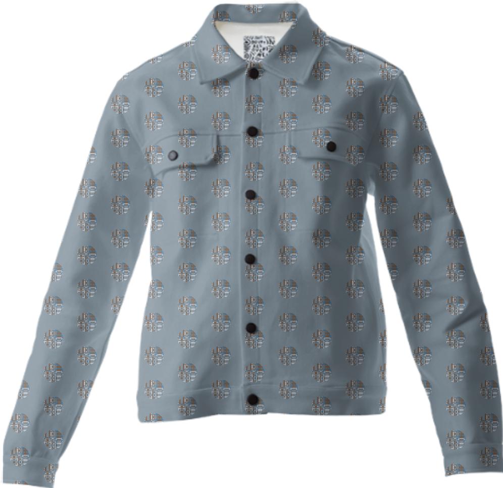 Gray with Patterned Polka Dots Twill Jacket