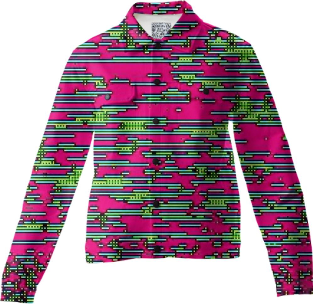 pink glitch button up