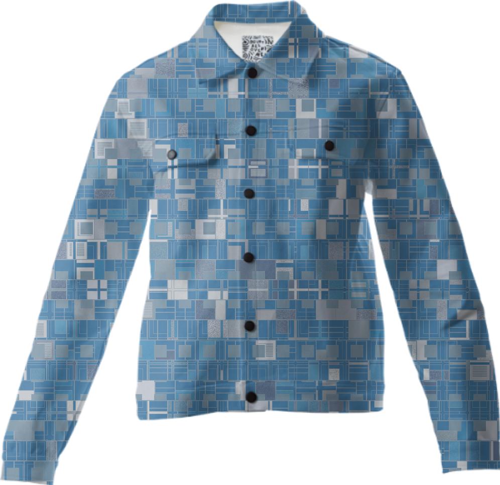Limestone Blocks Blue Gray Geometric Twill Jacket