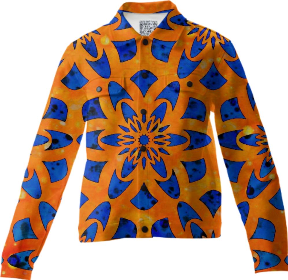 Orange Geometric Twill Jacket