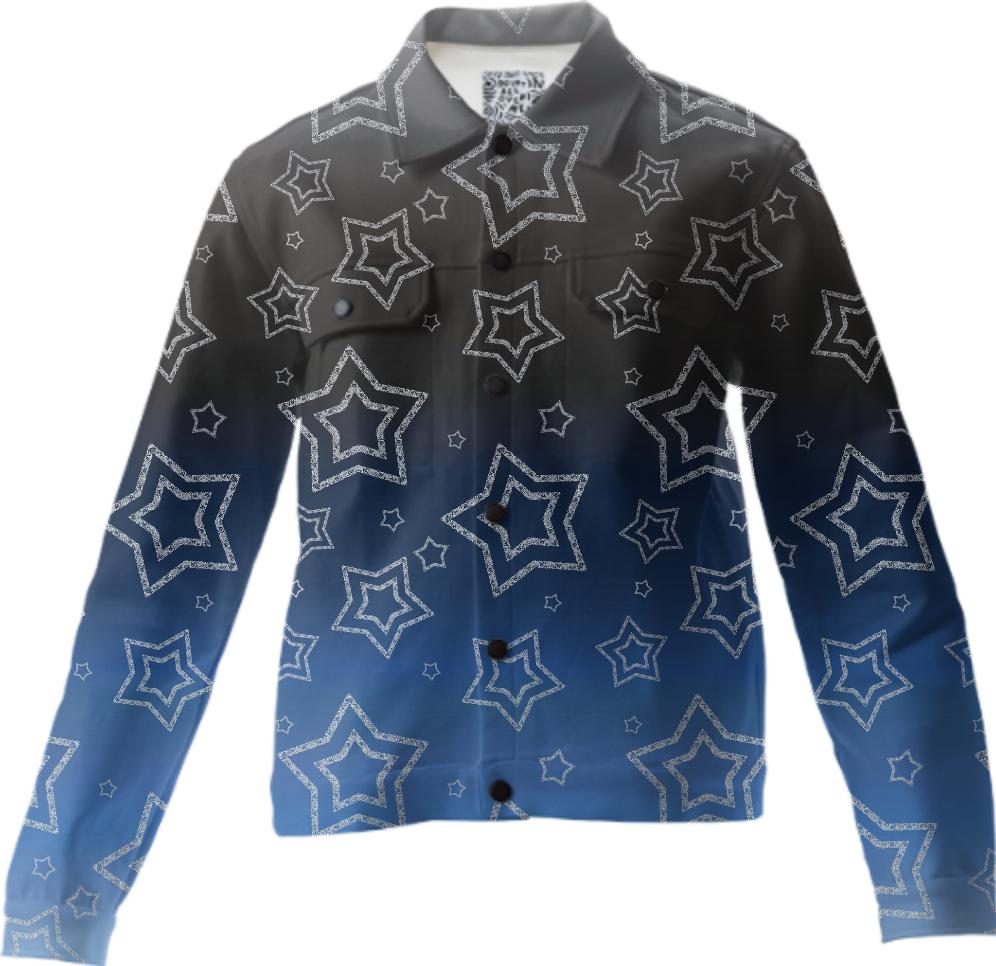 Ornated Silver Stars Twill Jacket