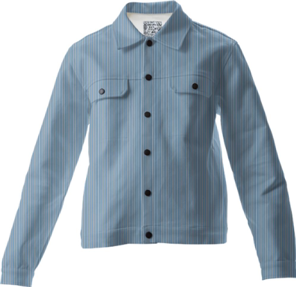 Soft Blue Gray White Stripe Twill Jacket