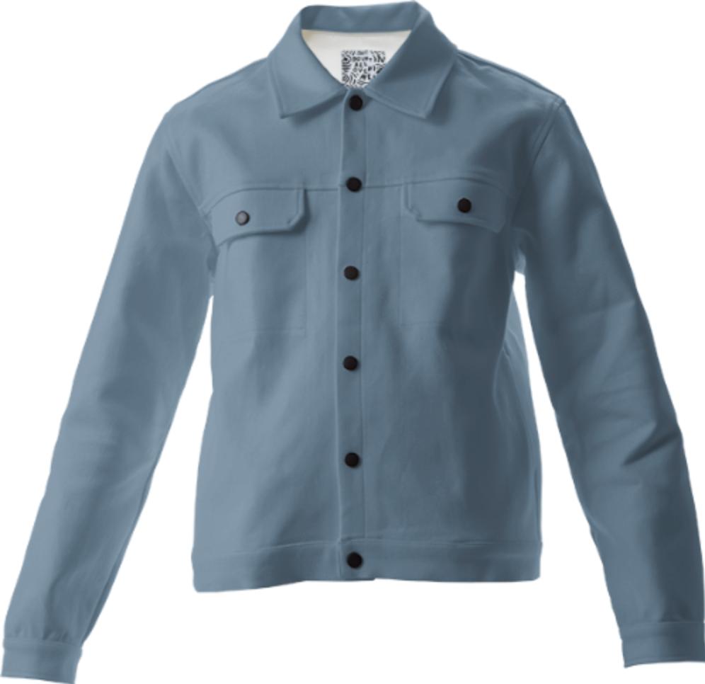 Solid Mid Blue Gray Twill Jacket