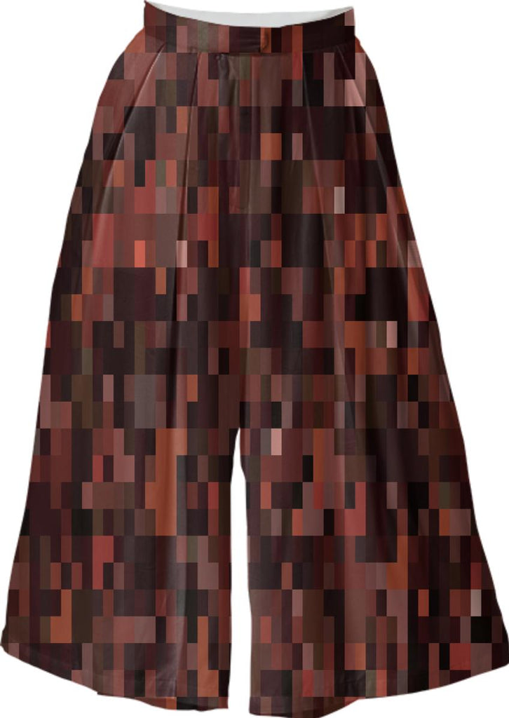 Dark Brown Tones Pixel Abstract Culotte