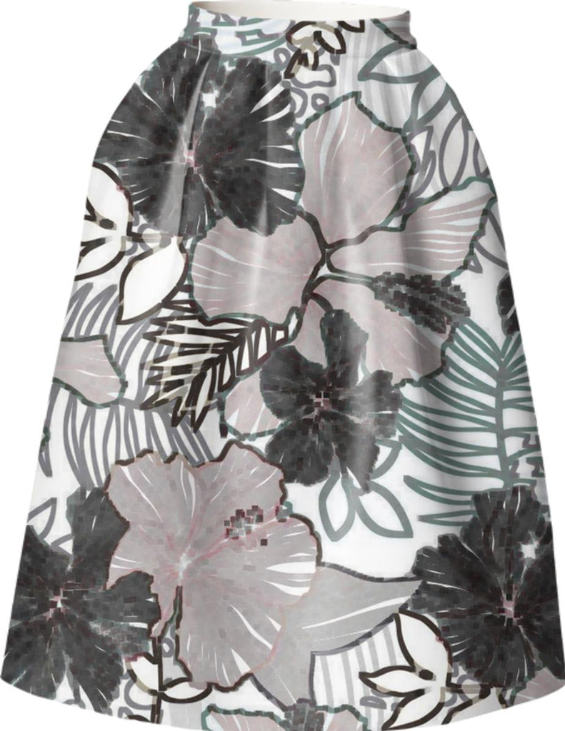 ABSTRACT FLORAL WOMENS FULL SKIRT