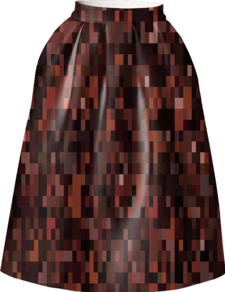 Dark Brown Tones Pixel Abstract Skirt VP Neoprene Full Skirt