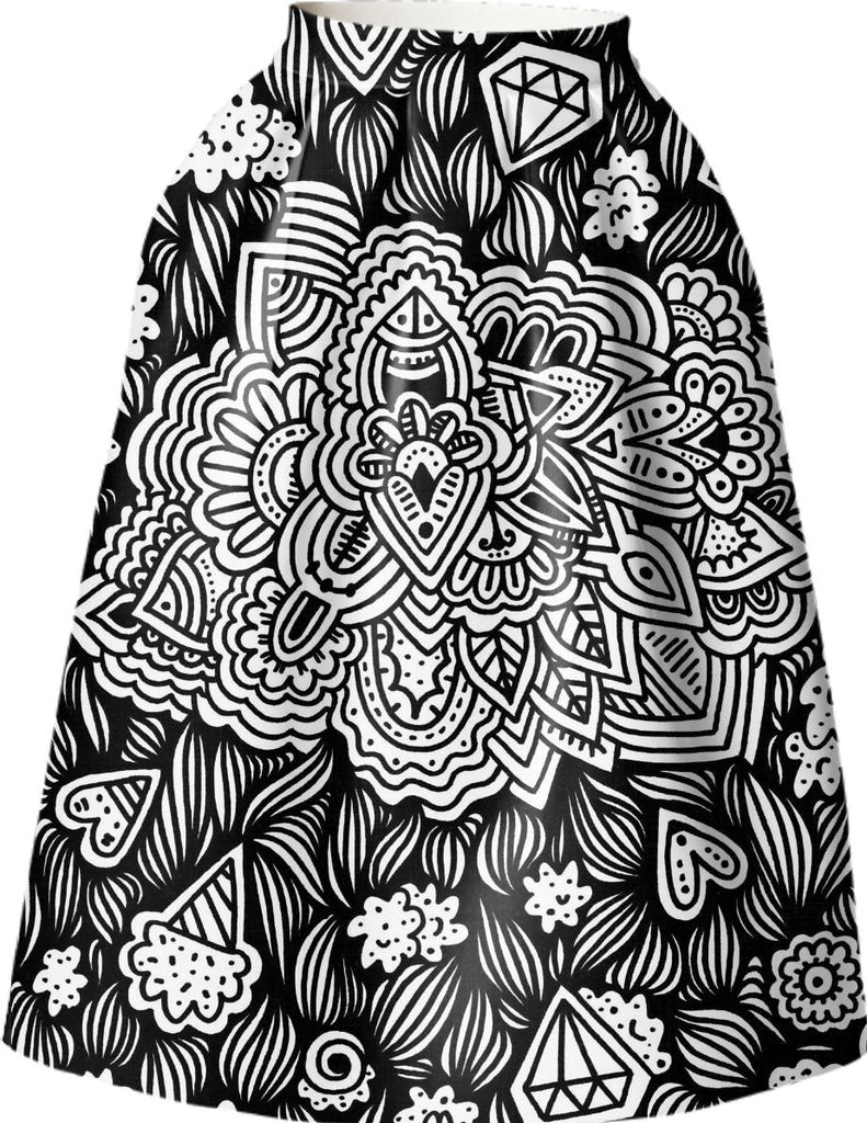 Flowers and Shapes Full Skirt