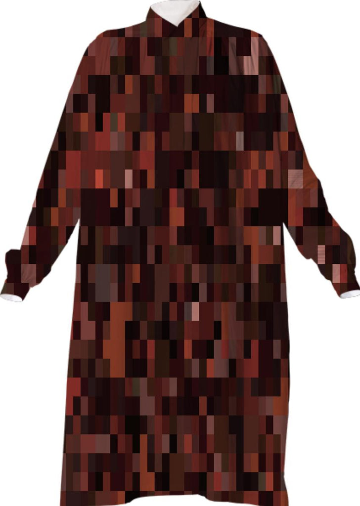 Dark Brown Tones Pixel Abstract Shirtdress