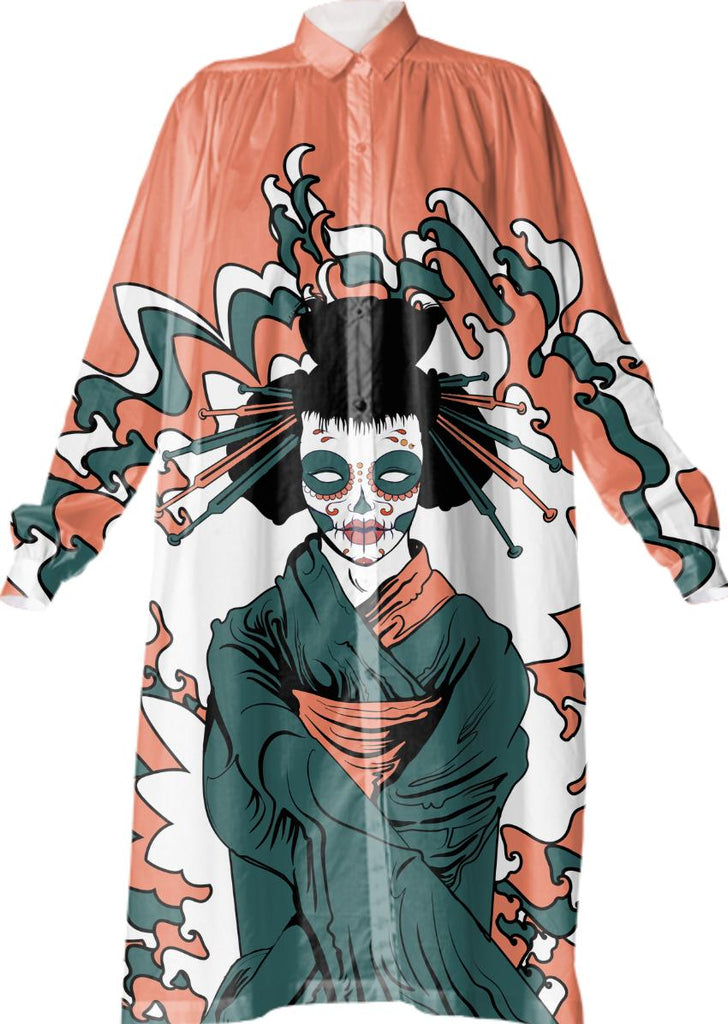 oriental style geisha zombie Shirt Dress