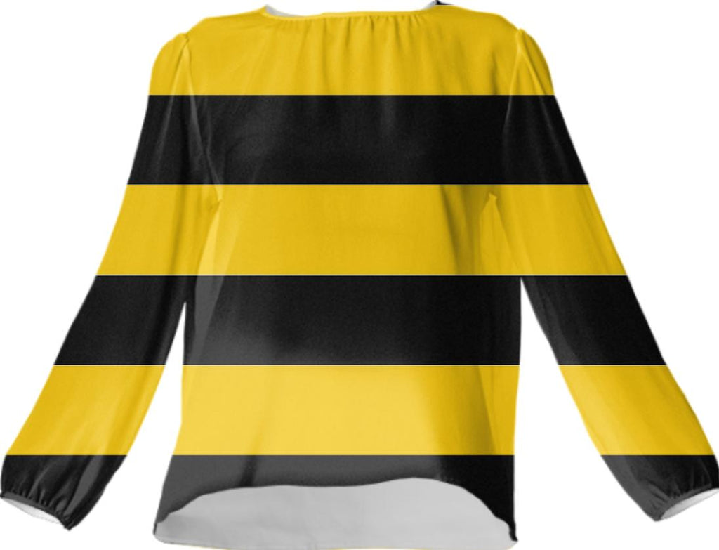 Bee Stripes Pattern Silk Top