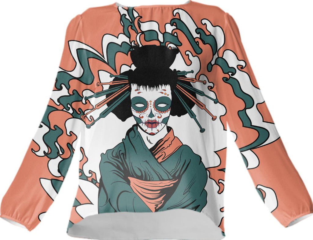 oriental style geisha zombie Silk top