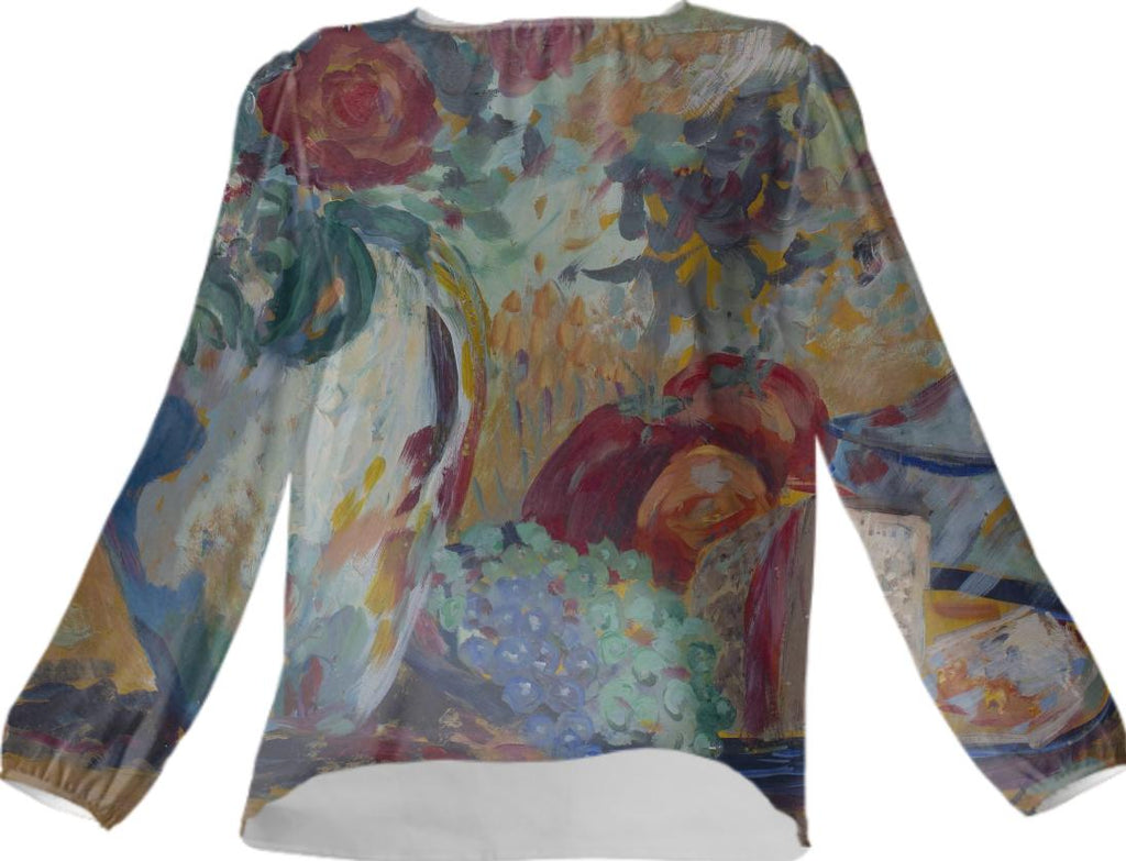 Still Life with Roses Silk Top