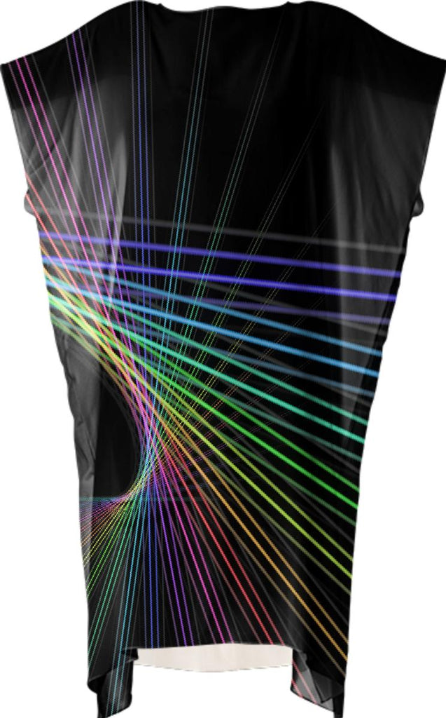 Black with Rainbow Color Lines Abstract VP Square Dress
