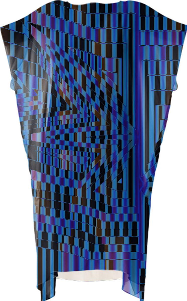 Blue and Black Abstract Mosaic VP Square Dress