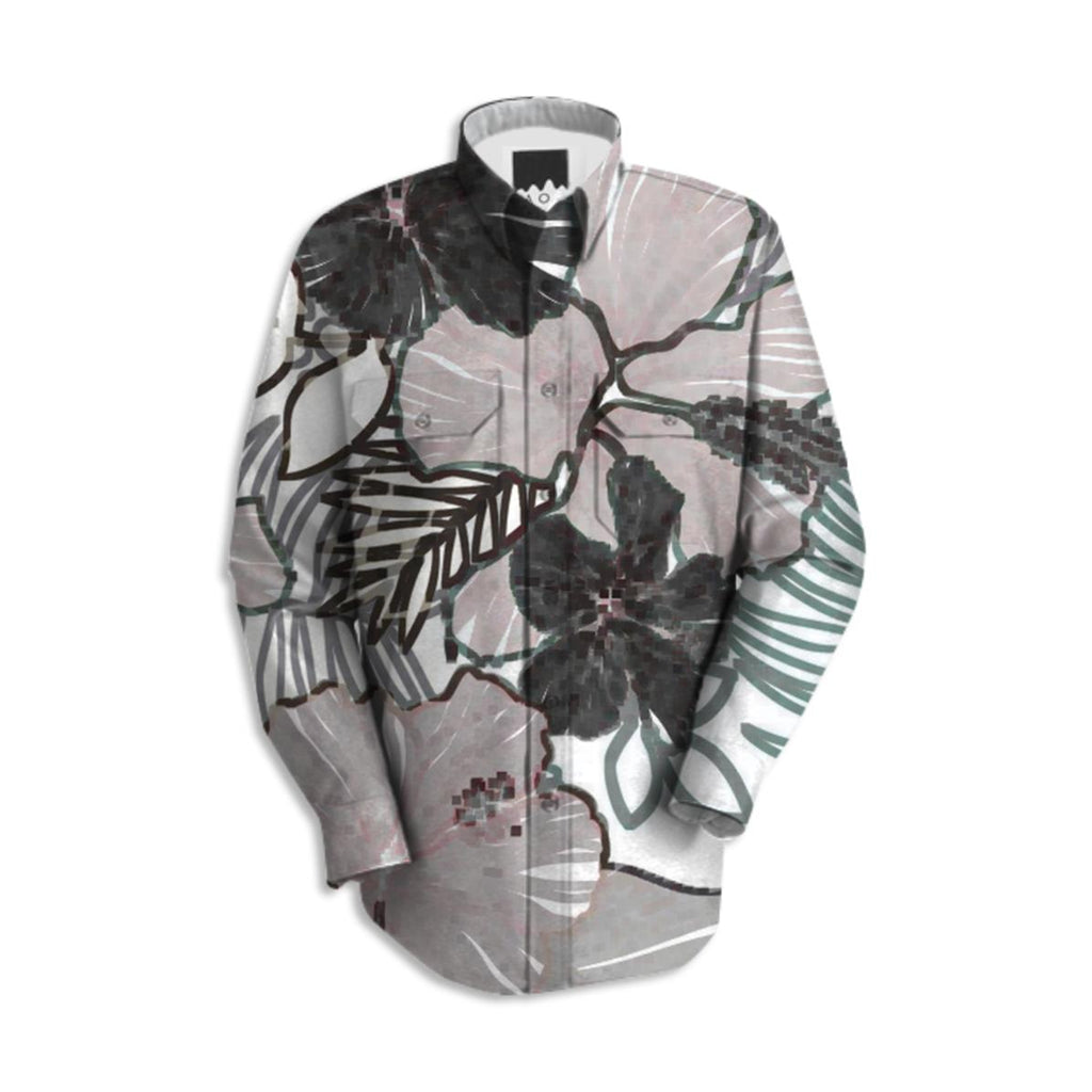ABSTRACT FLORAL WOMENS MENS WORK SHIRT