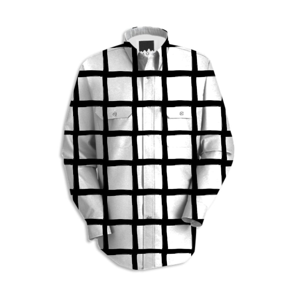Black and White Grid Work Shirt