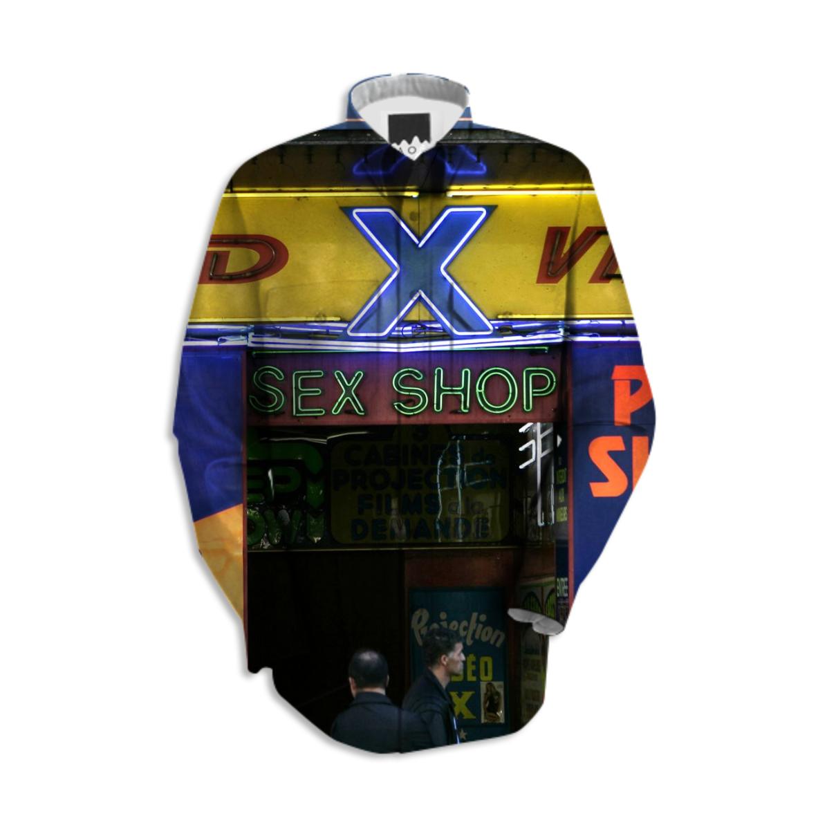 Evil Robot Hustler Sex Shop Button Down Work Shirt PAOM Evil Robot Hustler Sex Shop Button Down Work Shirt PAOM