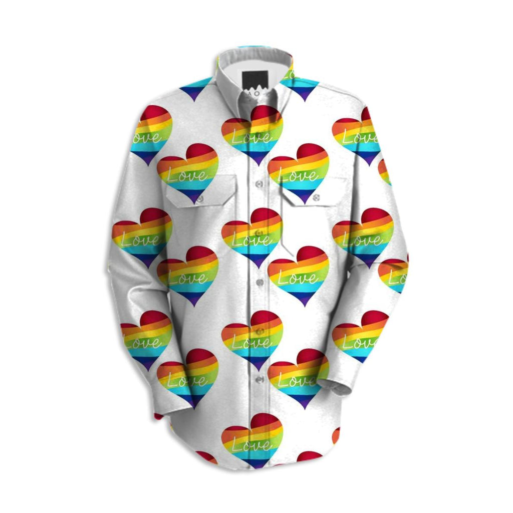 Funky Rainbow Hearts Gay Pride workshirt