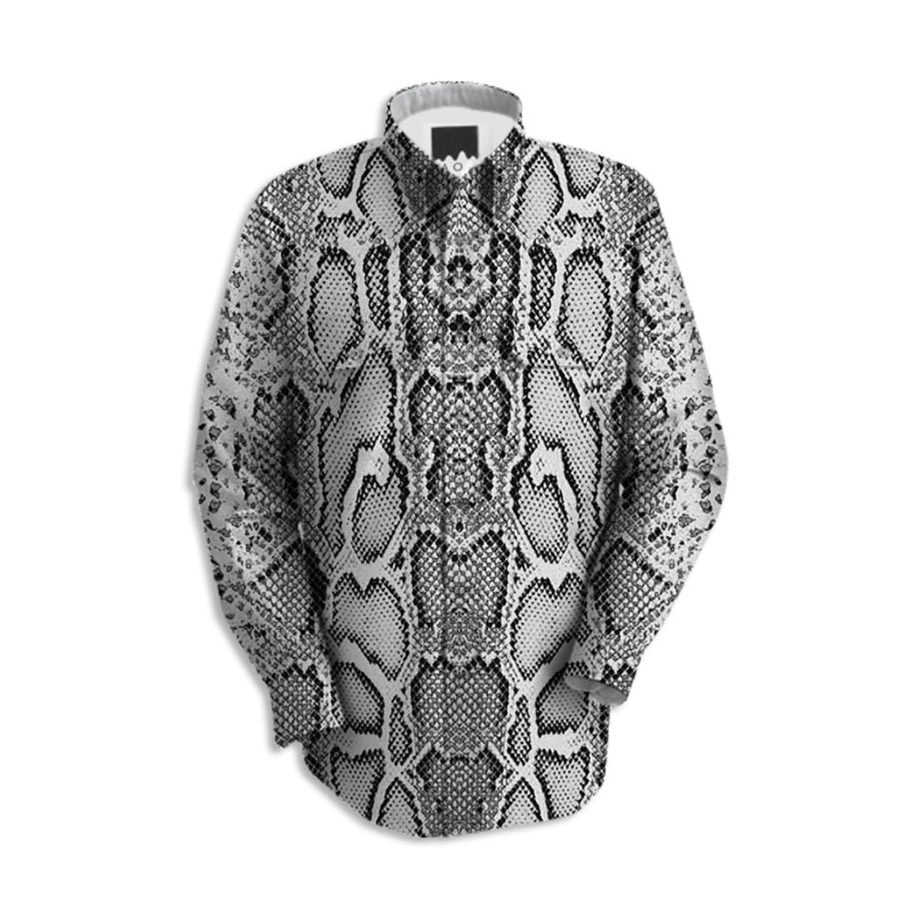 Snake Printed Long Sleeve Button Up