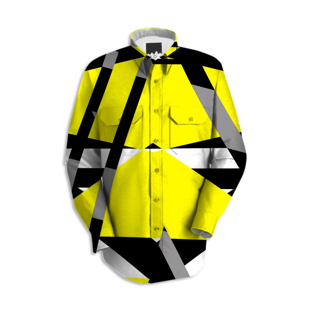 Yellow black and white pieces abstract design