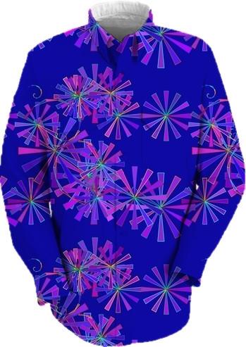 Abstract Flowers on Blue