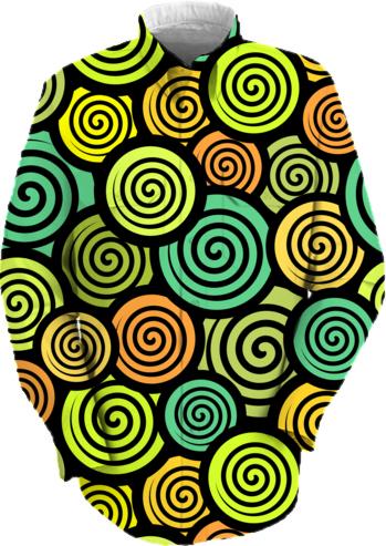 Black green and yellow spirals