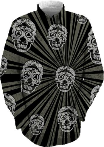 Black Grunge skulls on sunburst