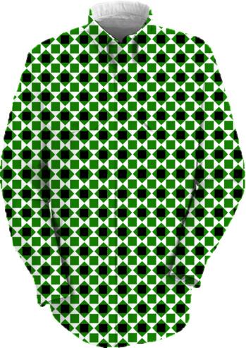Black white green diamond and square pattern