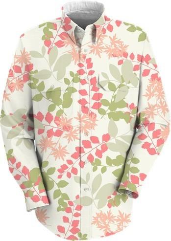 Green and Pink Floral and Foliage Shirt