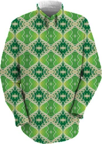 Green Vine Fractal Design Long sleeved Work Shirt